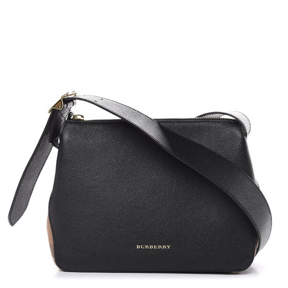 Burberry Soft Grain Calfskin House Check Small Helmsley Crossbody Black 1 of 10