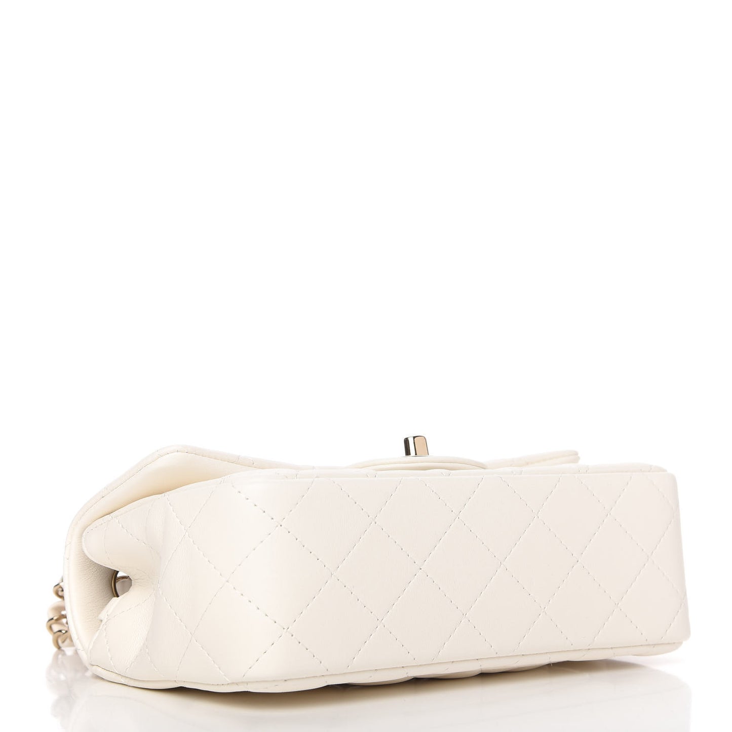 Lambskin Quilted Mini Rectangular Flap White