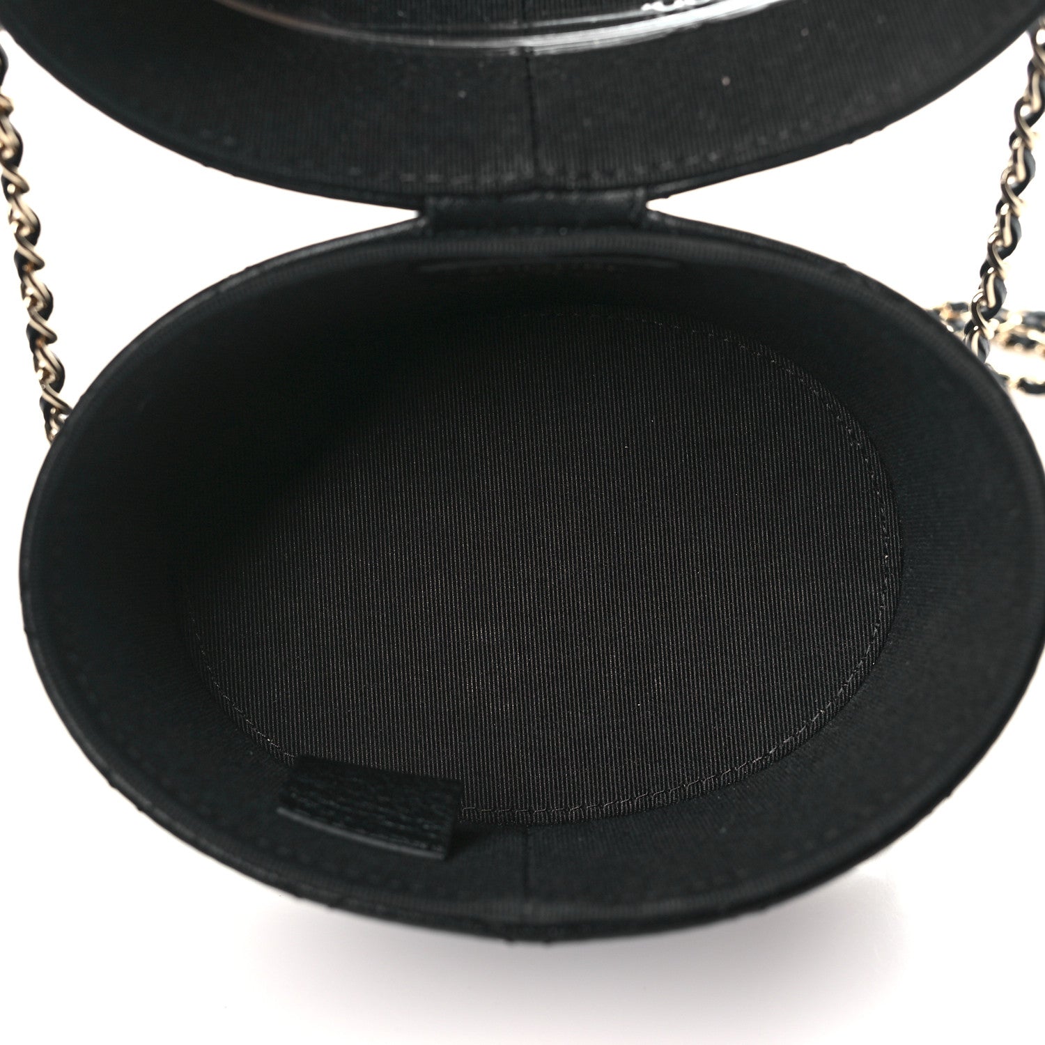 Chanel Lambskin Quilted Round Vanity Case With Chain Black 5 of 12