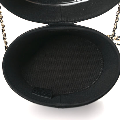 Chanel Lambskin Quilted Round Vanity Case With Chain Black 5 of 12