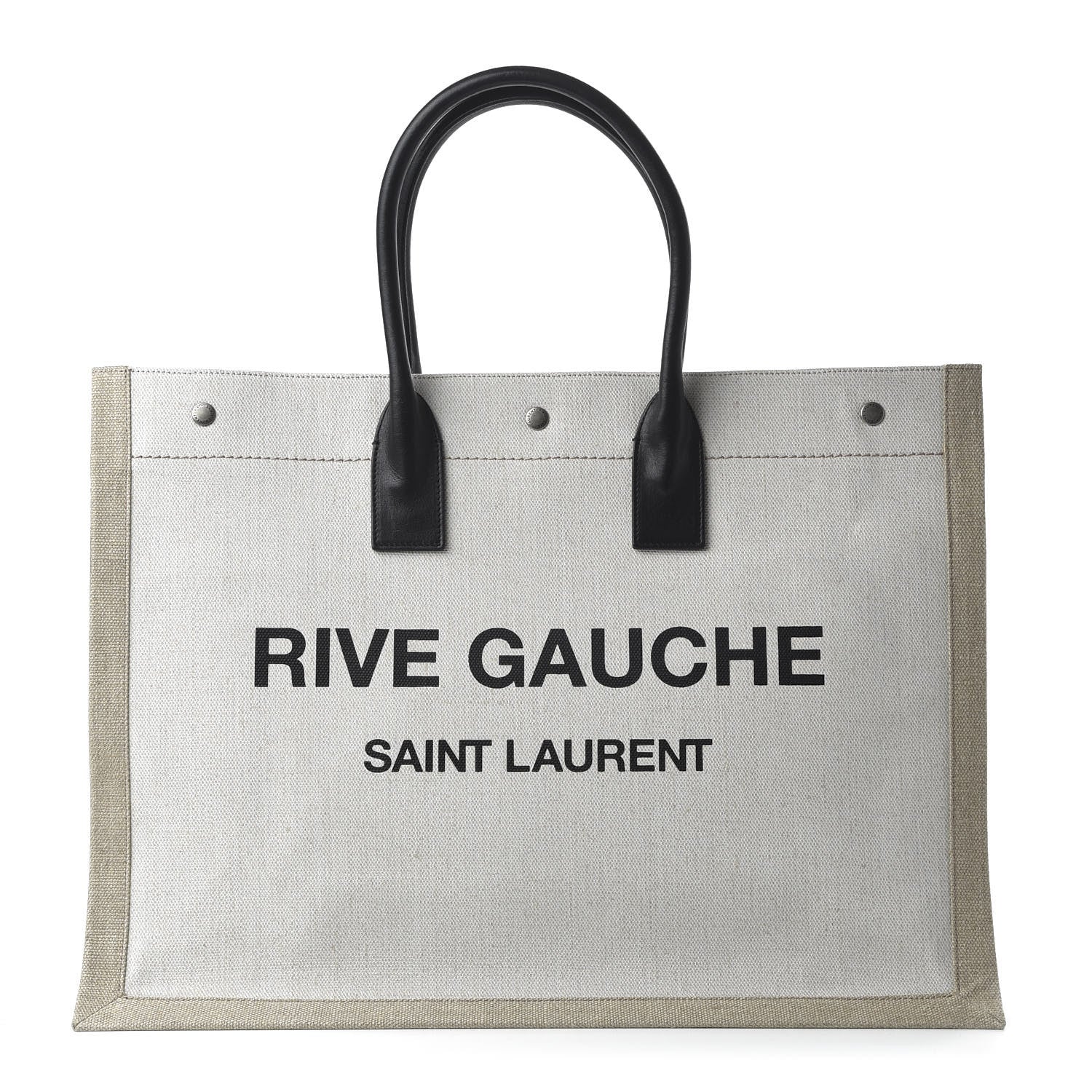 Saint Laurent Linen Calfskin Rive Gauche Tote Optic White 1 of 9