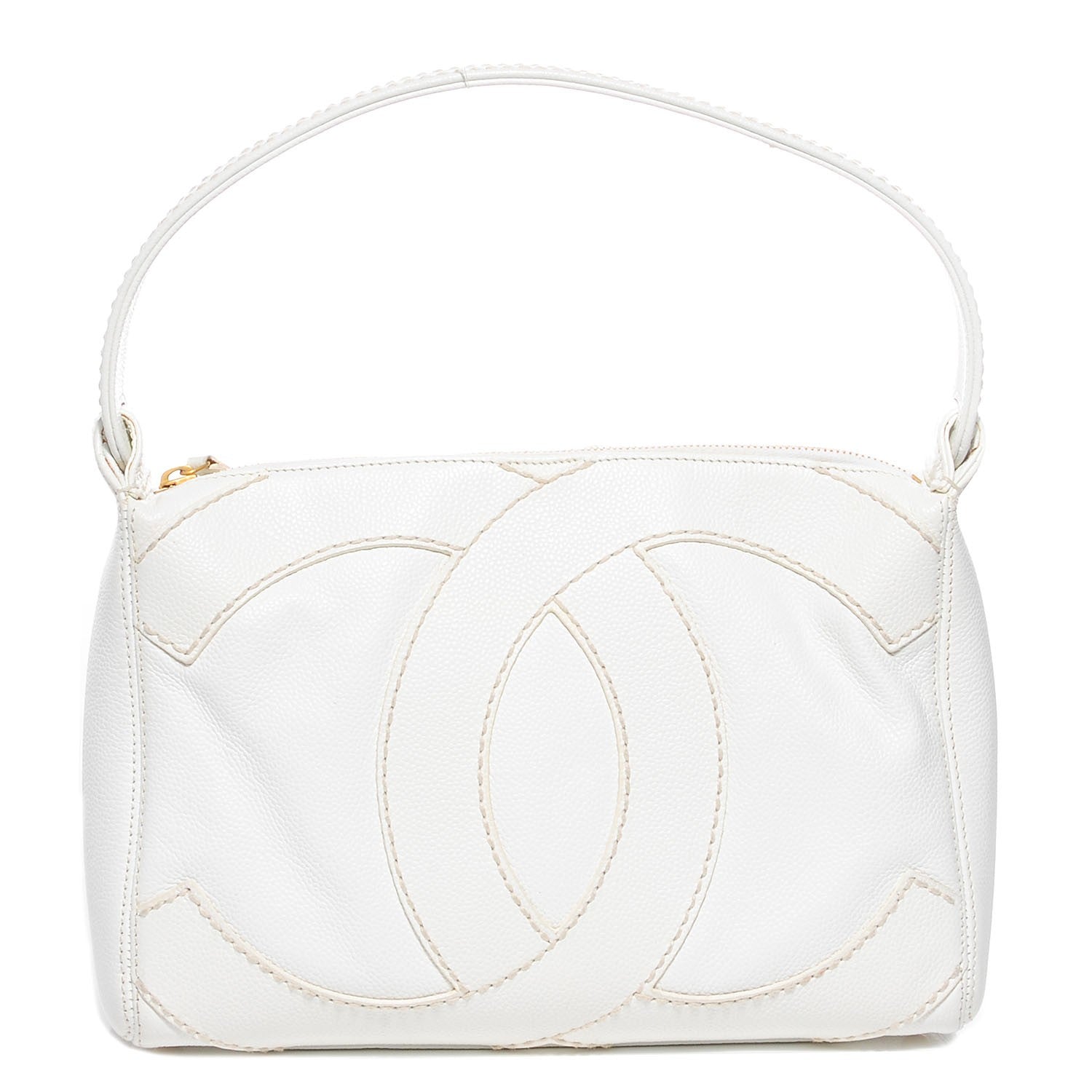 Chanel Caviar CC Stitched Hobo White 1 of 8