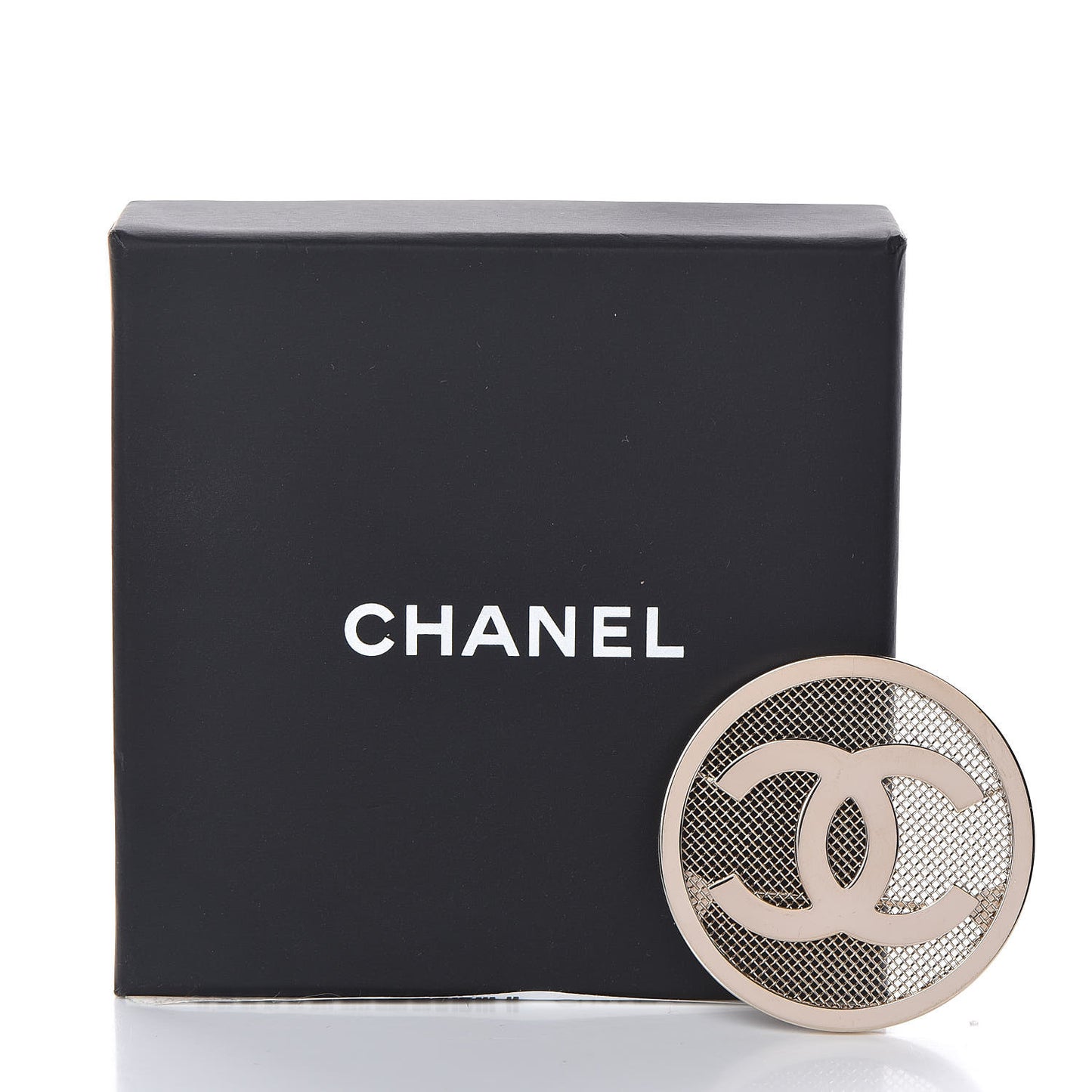 Mesh Circle CC Brooch Gold