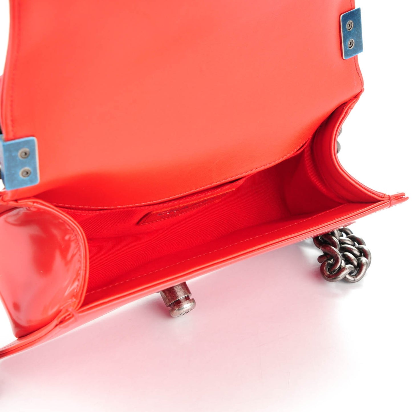 Glazed Calfskin Small Boy Flap Red