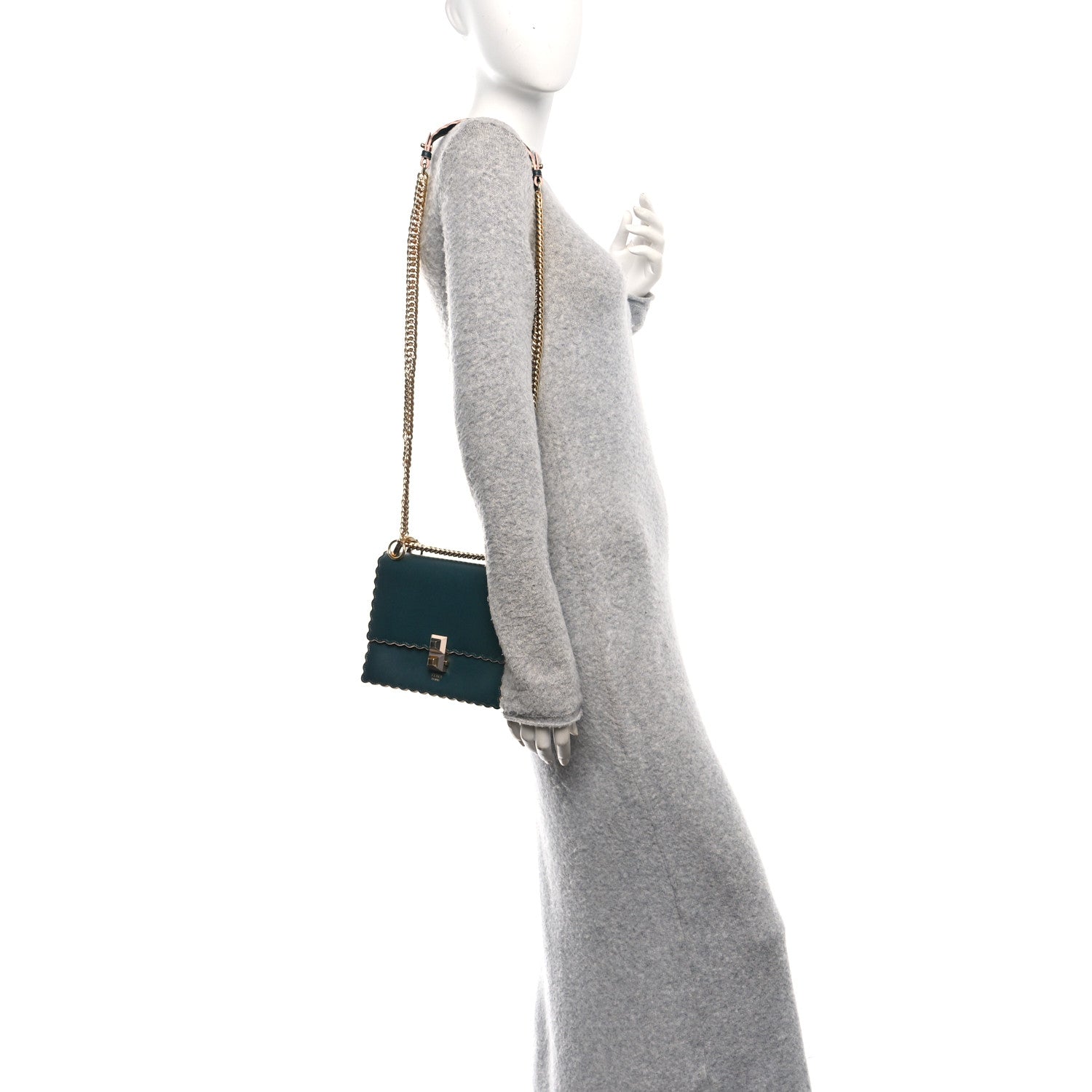 Fendi Vitello Liberty Scalloped Studded Small Kan I Shoulder Bag Amazzonia 2 of 11