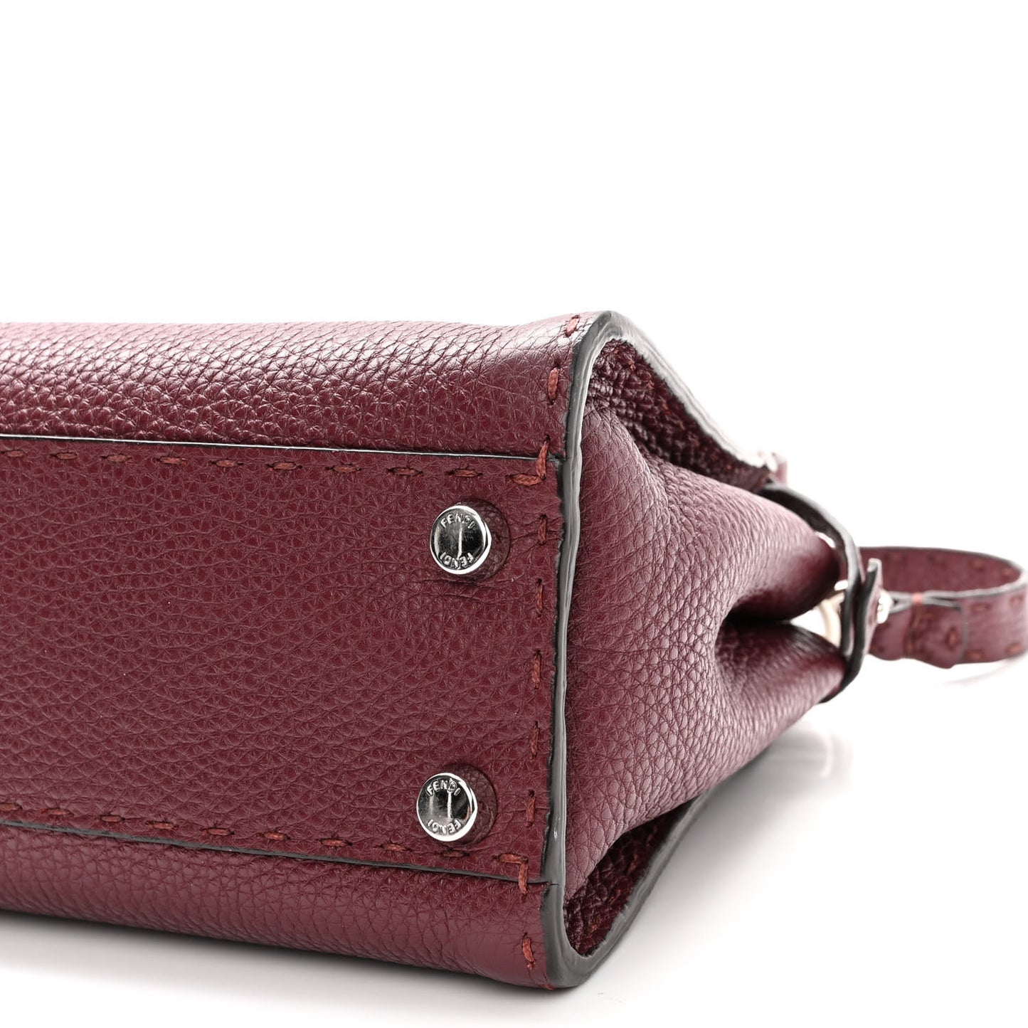 Cuoio Romano Selleria Bi-Color Mini Peekaboo Iconic Satchel Bordeaux Grigio Polvere