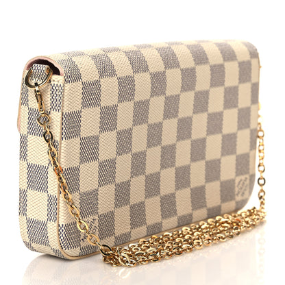 Louis Vuitton Damier Azur Pochette Felicie Chain Wallet Rose Ballerine 4 of 11