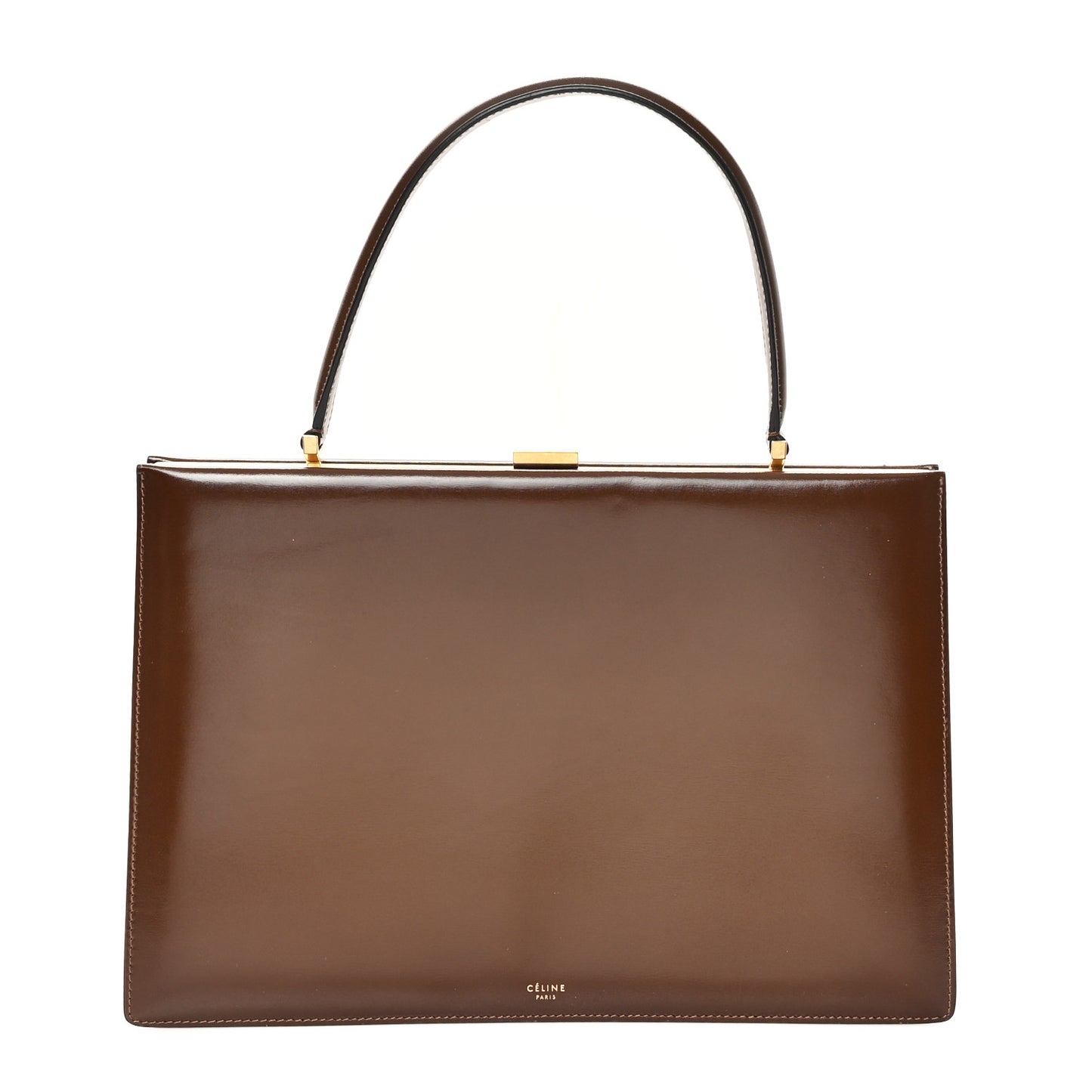 Patina Box Calfskin Medium Clasp Bag Camel