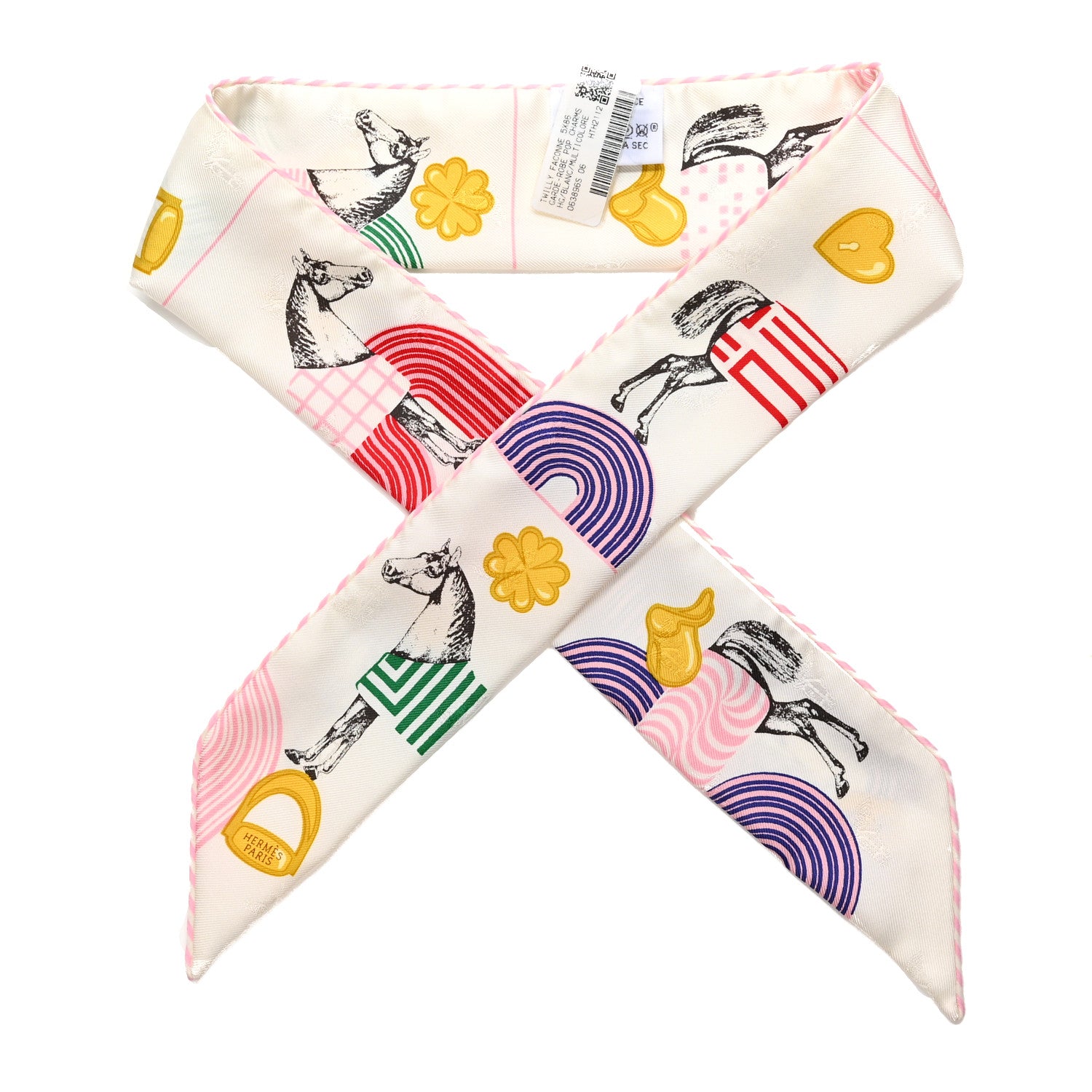 Hermes Silk Garde Robe Pop Charms Twilly White Multicolor 1 of 4