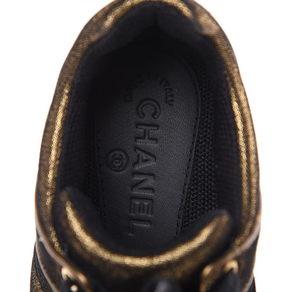 Chanel Metallic Fabric Calfskin Womens CC Sneakers 36.5 Golden Brown 7 of 9