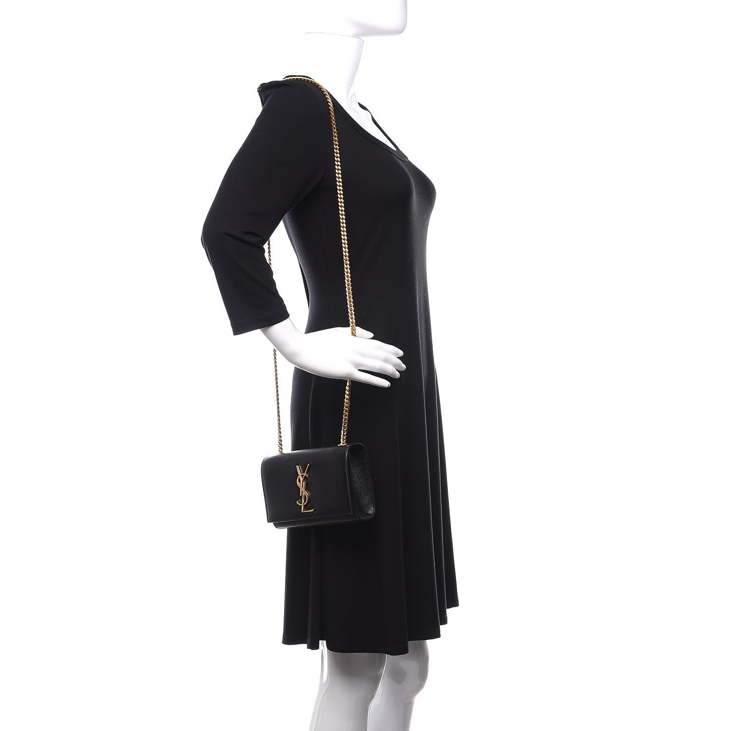 Saint Laurent Grain De Poudre Small Monogram Kate Satchel Black 2 of 10