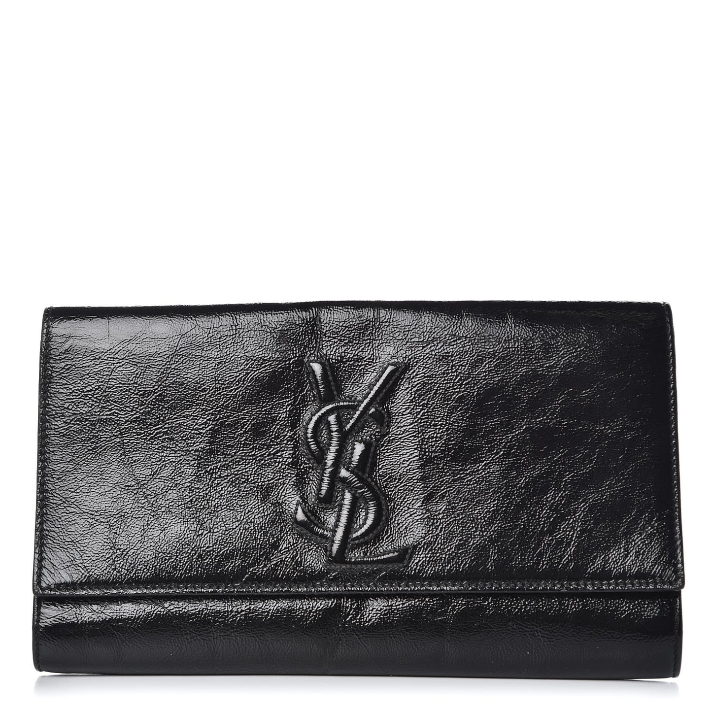 Textured Patent Monogram Large Belle De Jour Clutch Black
