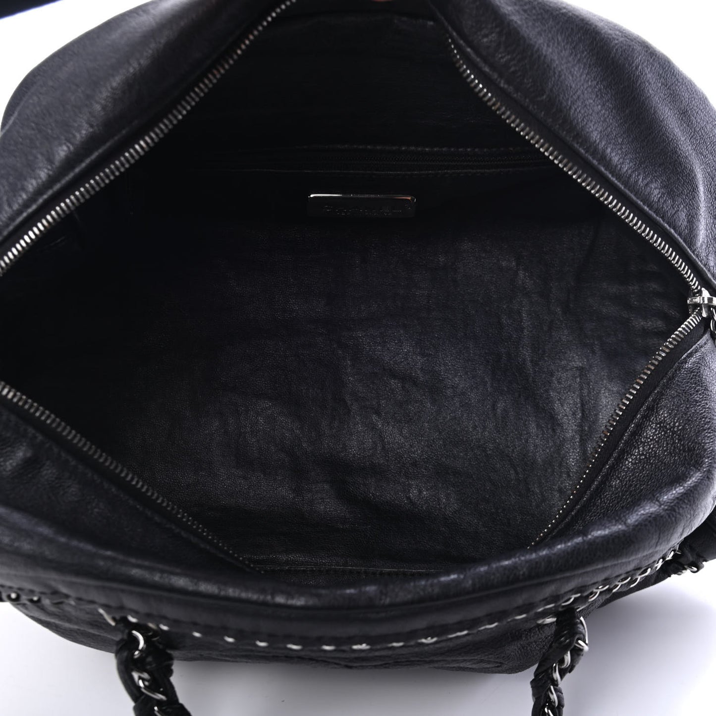 Goatskin Medium Luxe Ligne Bowler Black