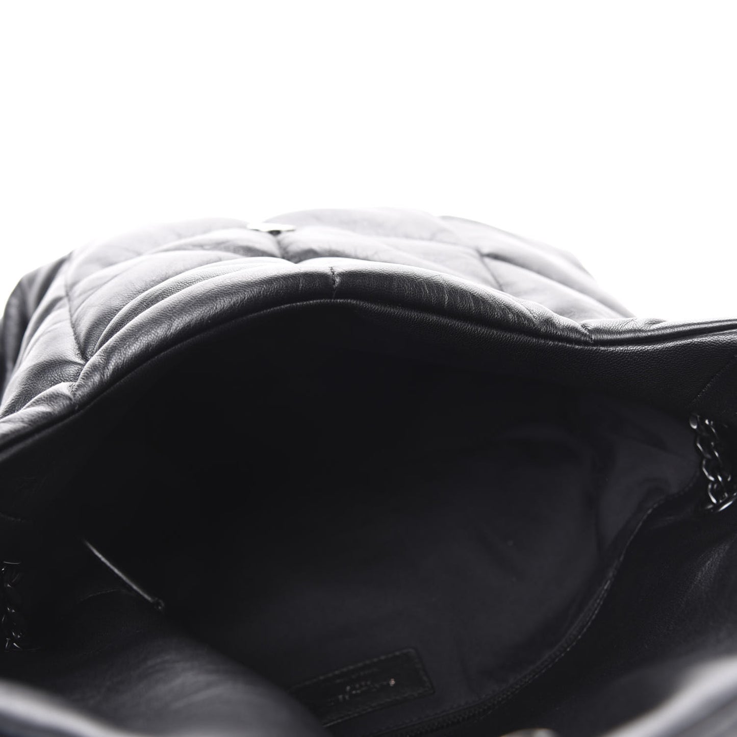 Lambskin Quilted Medium Loulou Puffer Monogram Chain Satchel Black