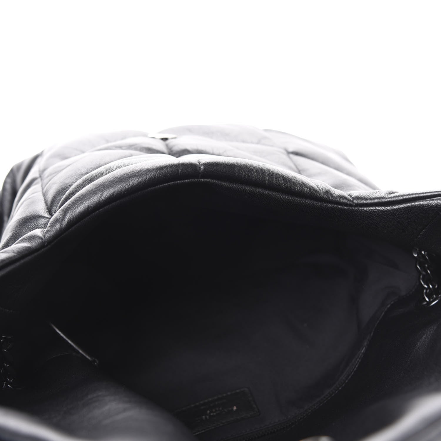 Saint Laurent Lambskin Quilted Medium Loulou Puffer Monogram Chain Satchel Black 5 of 11
