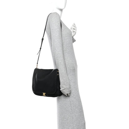 Celine Shiny Lambskin Soft Triomphe Besace Bag Black 2 of 9