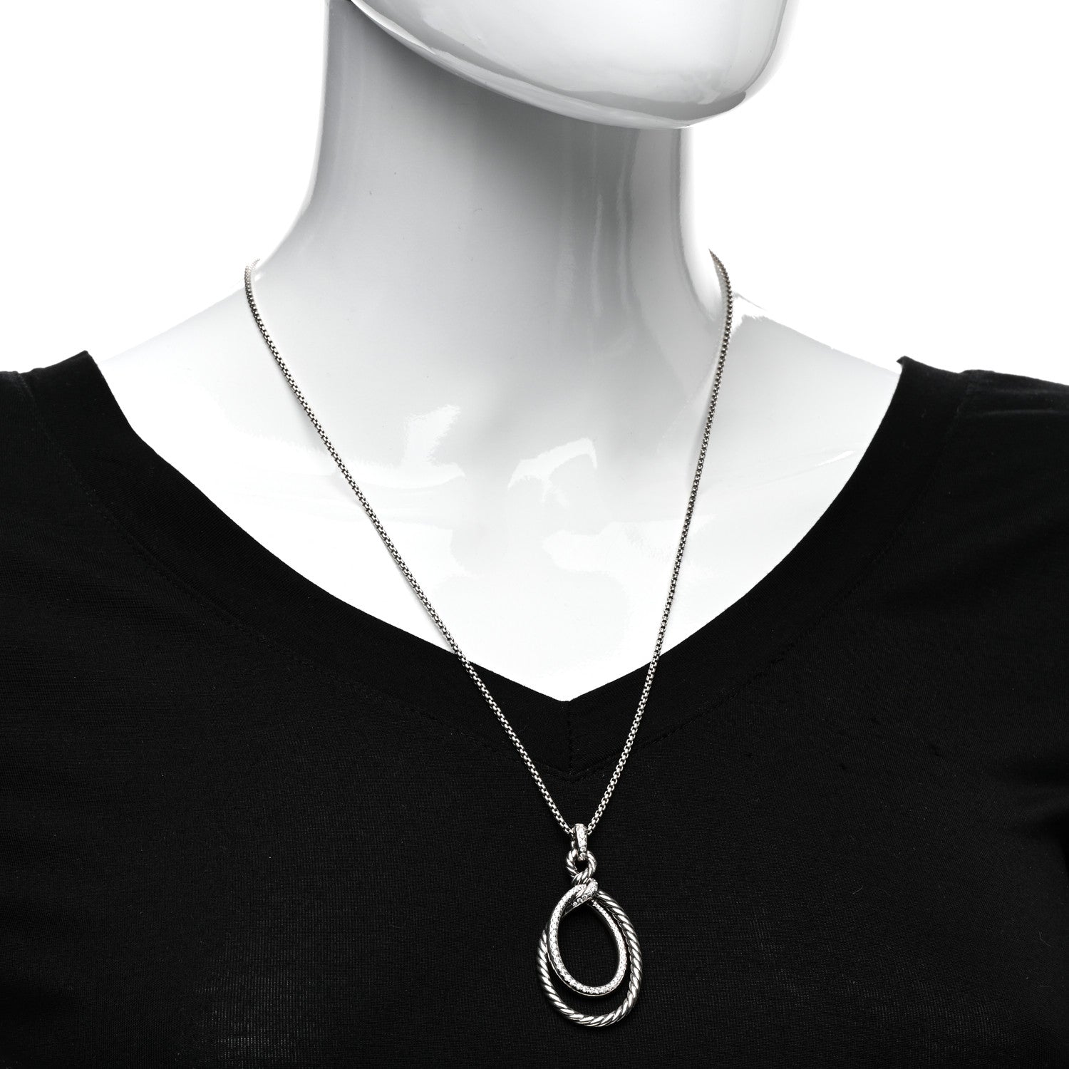 David Yurman Sterling Silver Diamond Continuance Pendant Necklace 2 of 4