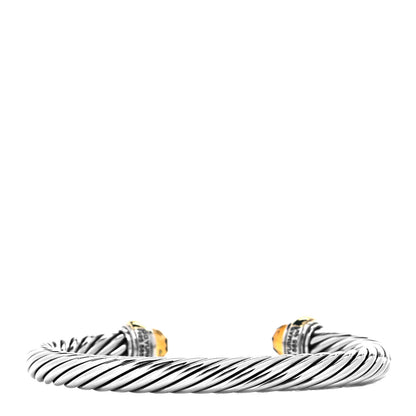David Yurman Sterling Silver 14K Yellow Gold Citrine 7mm Cable Classics Bracelet 3 of 4