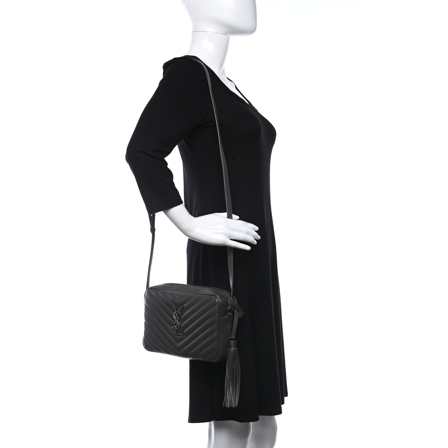 Saint Laurent Calfskin Matelasse Monogram Lou Camera Bag Asphalt 3 of 8