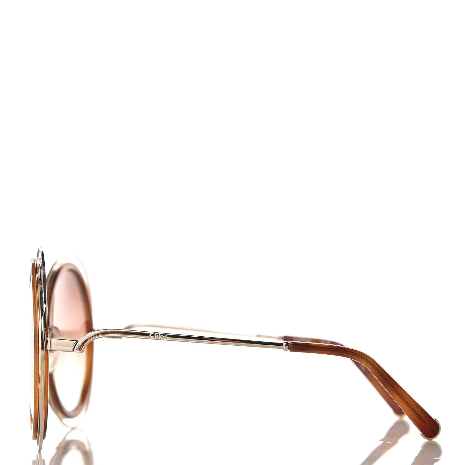 Chloe Oversized Round Carlina Sunglasses CE120S Gold Blonde Havana 3 of 7