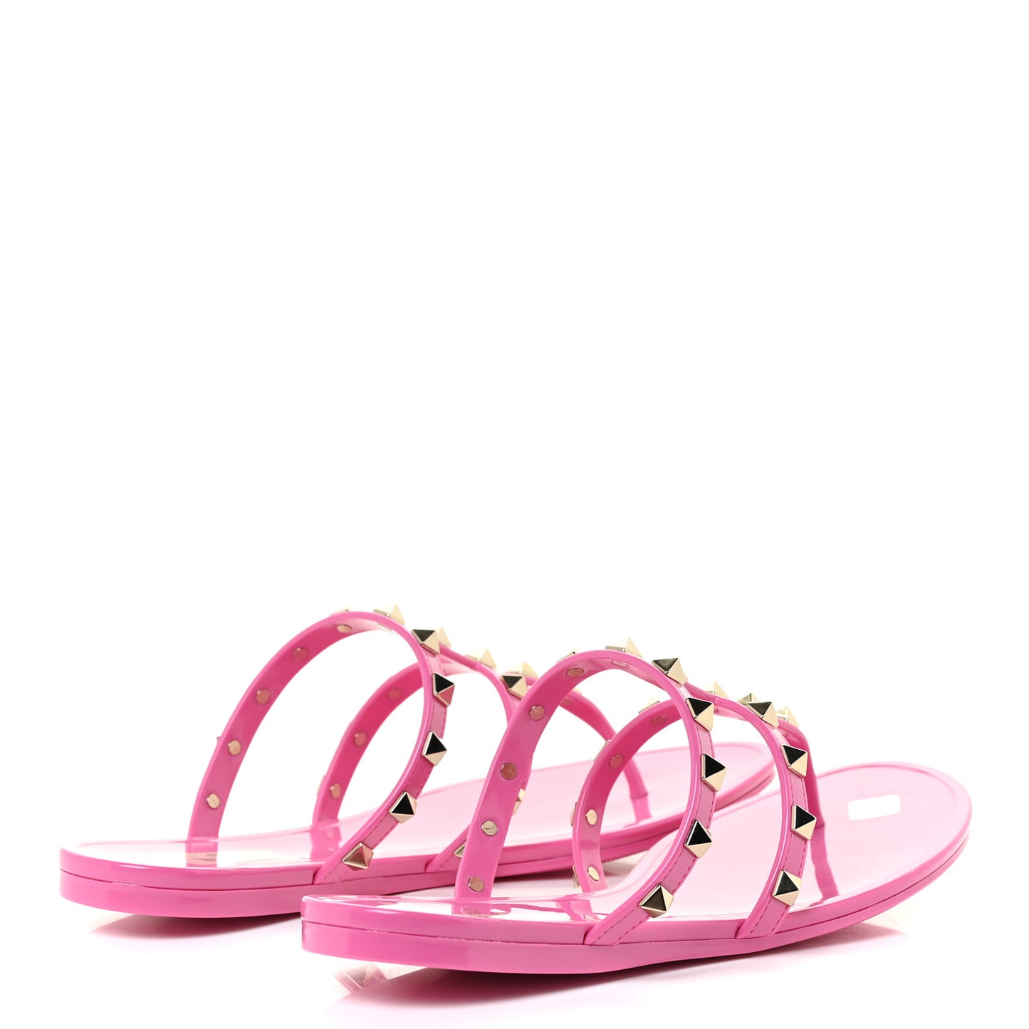 PVC Jelly Rockstud Caged Flat Thong Sandals 38 Dawn Pink