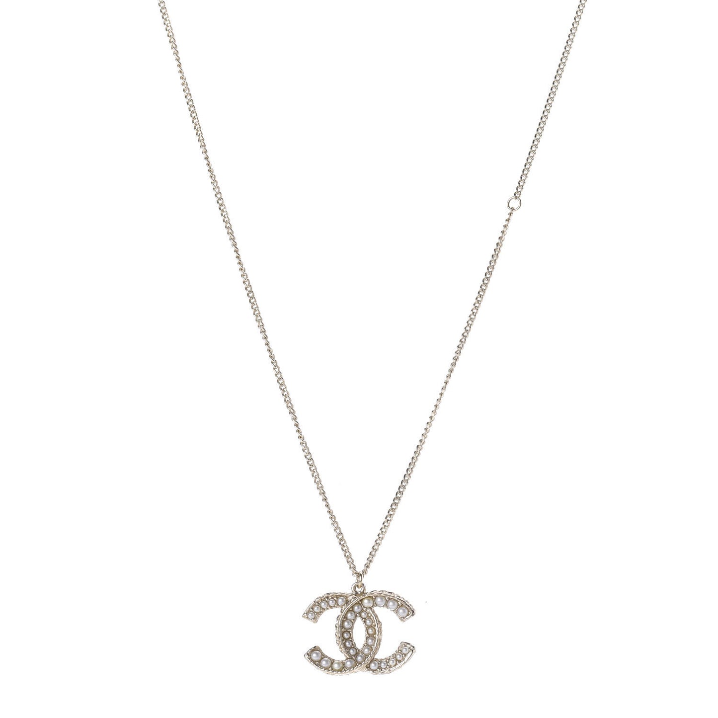 Pearl CC Pendant Necklace Gold