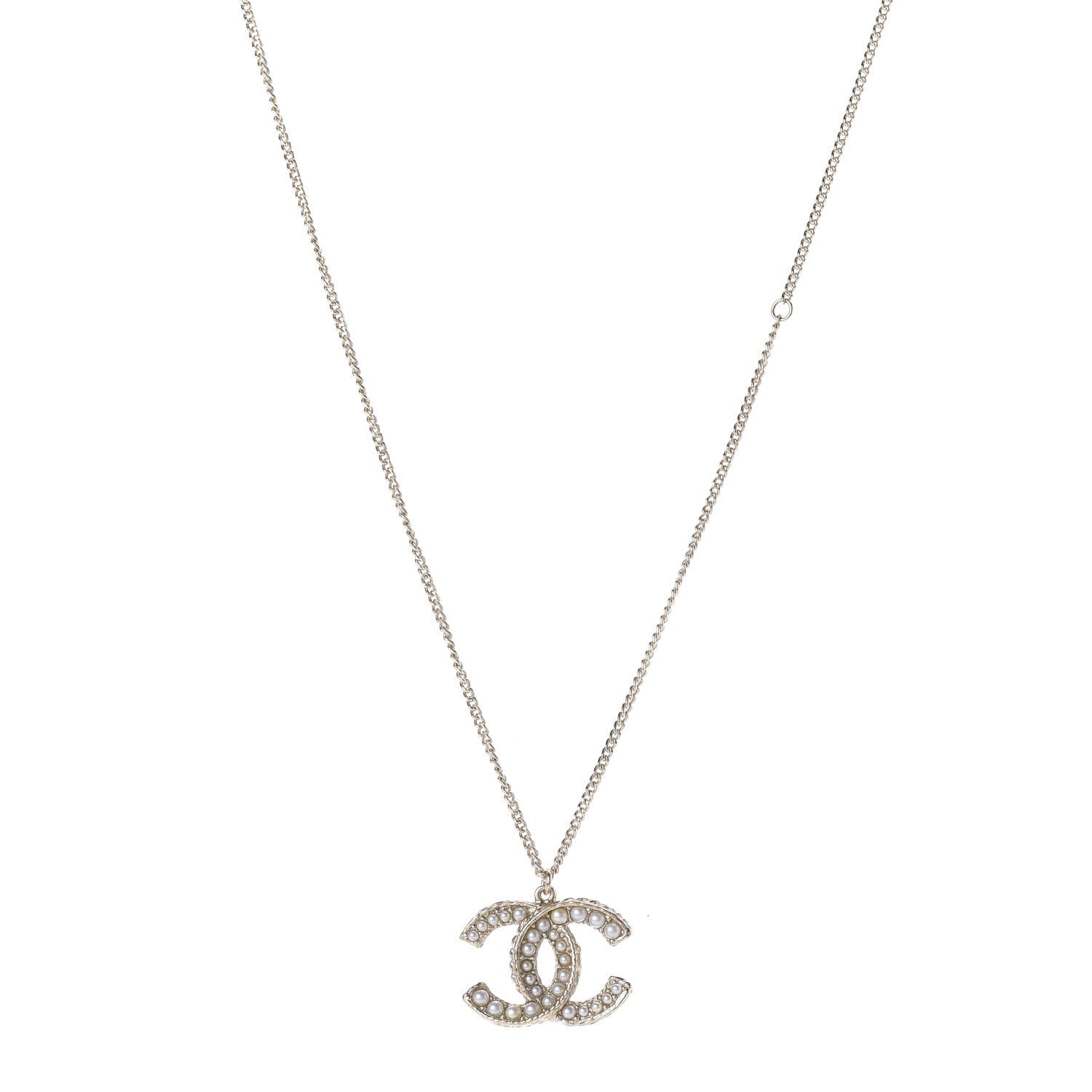 Chanel Pearl CC Pendant Necklace Gold 1 of 7