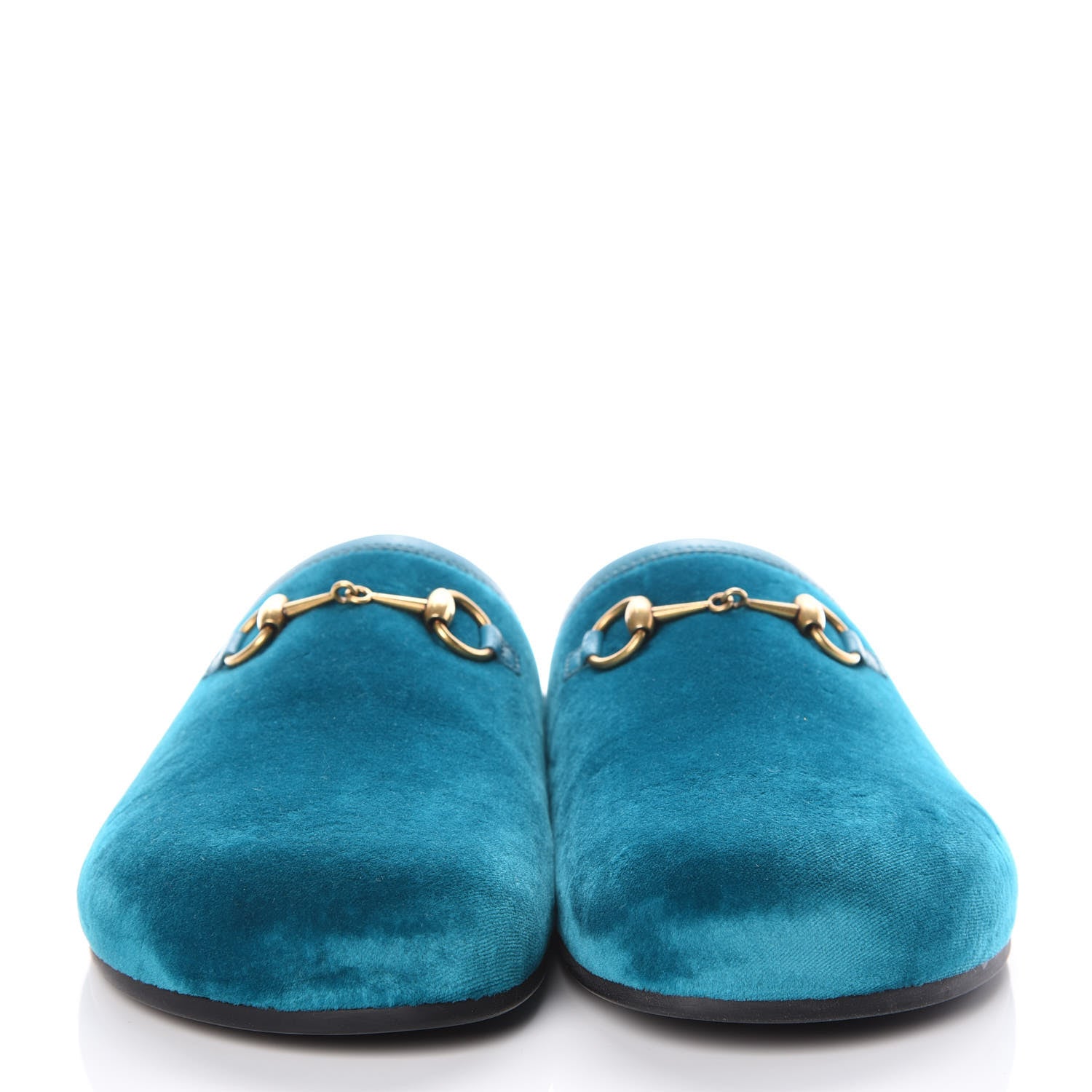 Gucci Softy Velvet Malaga Kid Womens Horsebit River Slippers 37.5 Pavone 2 of 8