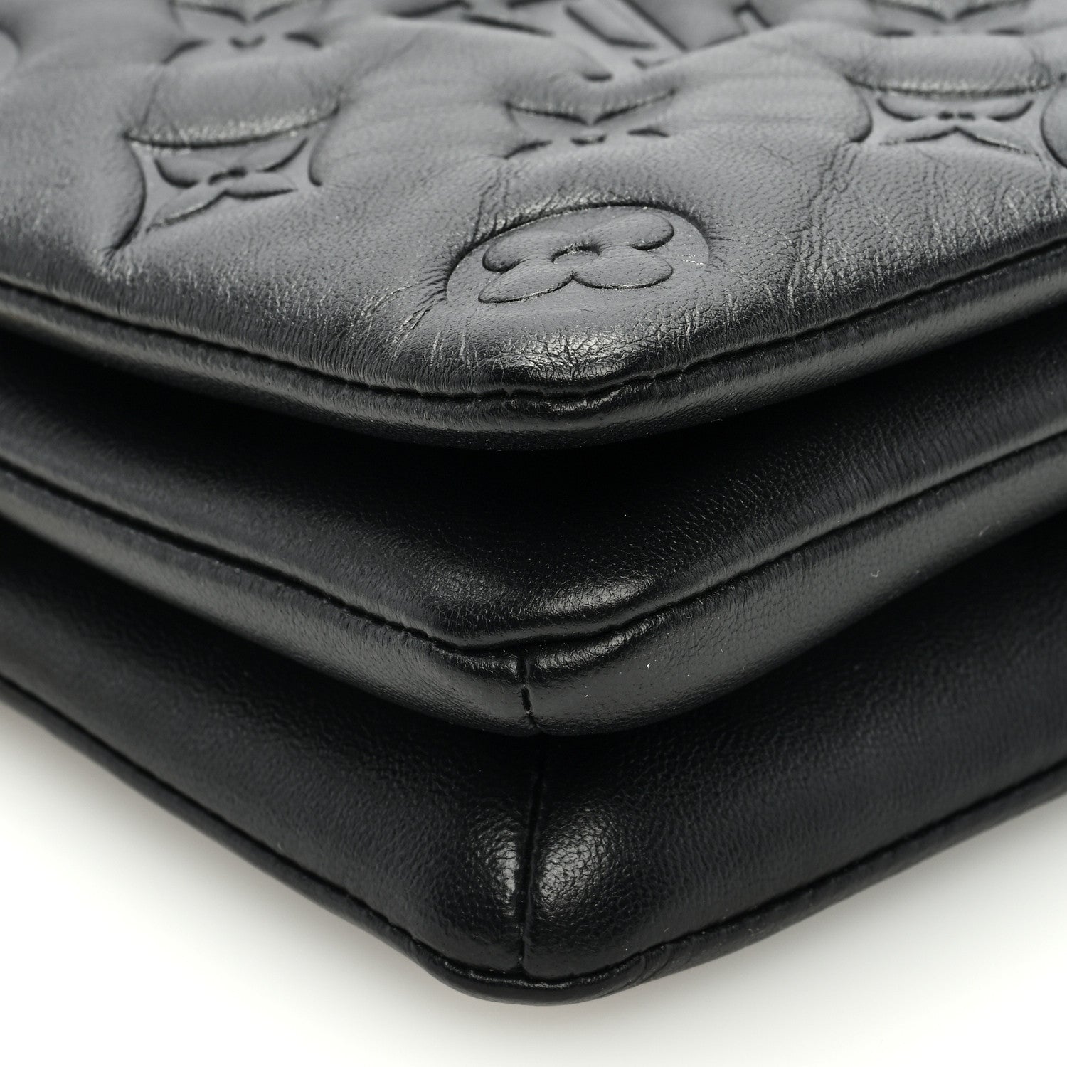 Louis Vuitton Lambskin Embossed Monogram Pochette Coussin Black 8 of 9