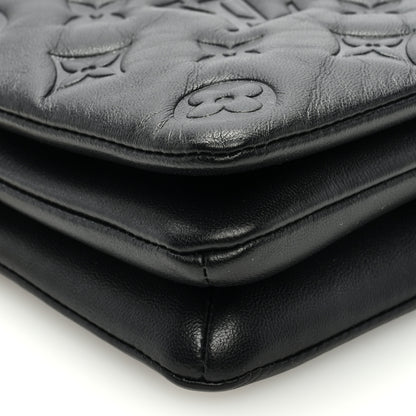 Louis Vuitton Lambskin Embossed Monogram Pochette Coussin Black 8 of 9
