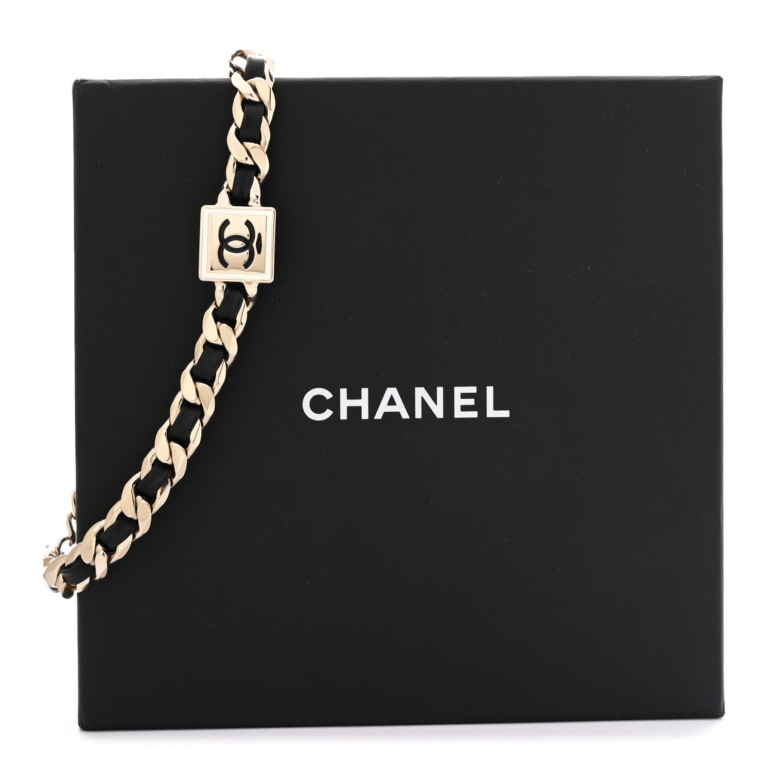 Chanel Metal Lambskin CC Square Choker Gold Black White 7 of 7