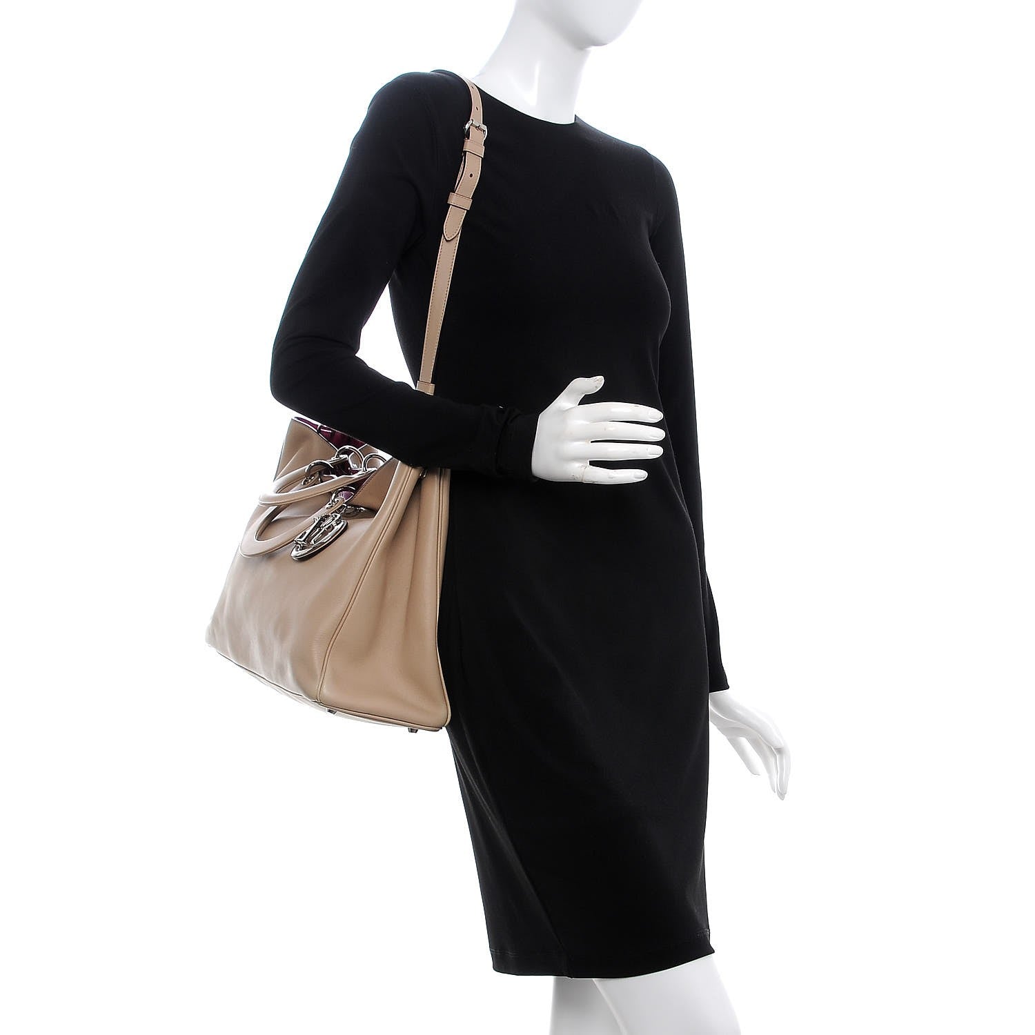 Christian Dior Smooth Calfskin Large Diorissimo Tote Beige Fuchsia 2 of 13