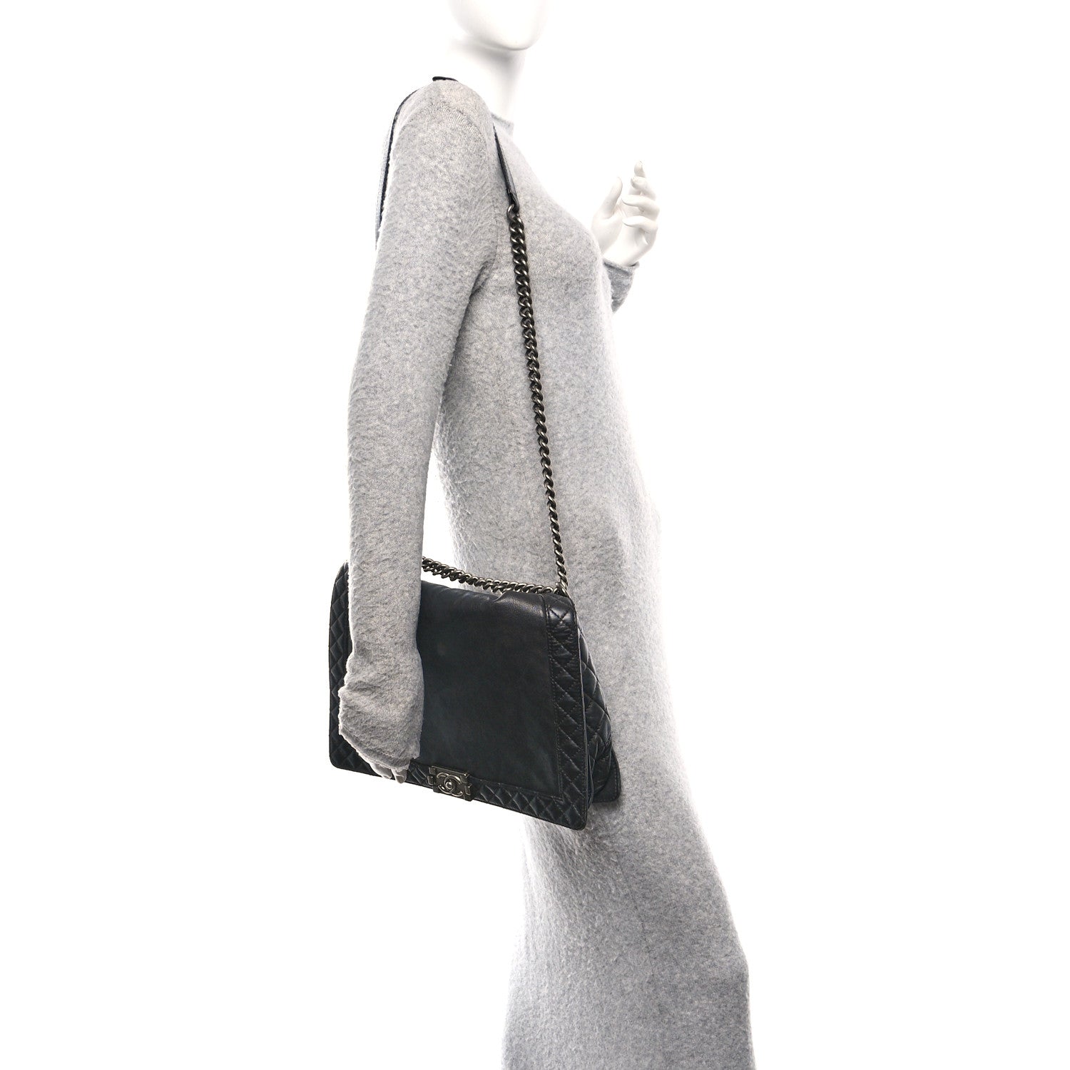 Chanel Calfskin Large Boy Reverso Flap Black 2 of 10