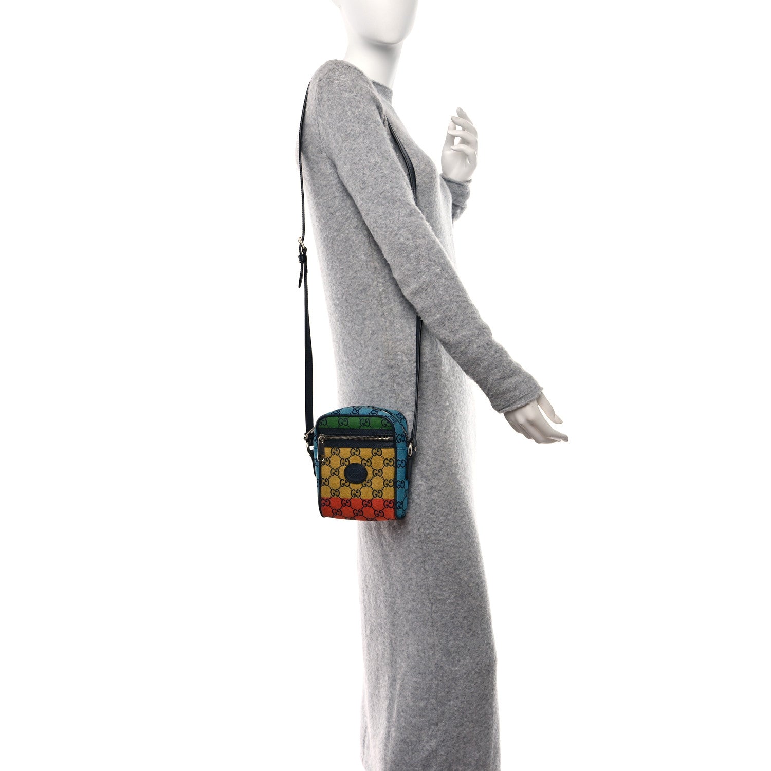 Gucci Monogram Multicolor Mini Retro Interlocking G Messenger Blue Rainbow Light Blue 2 of 10