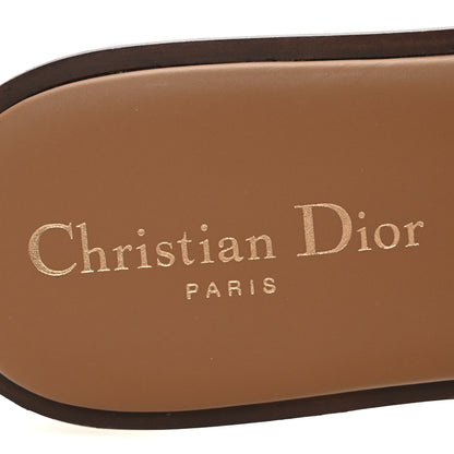 Christian Dior Calfskin Canvas Embroidered Dway Flat Slide Sandals 38 Camel 8 of 9
