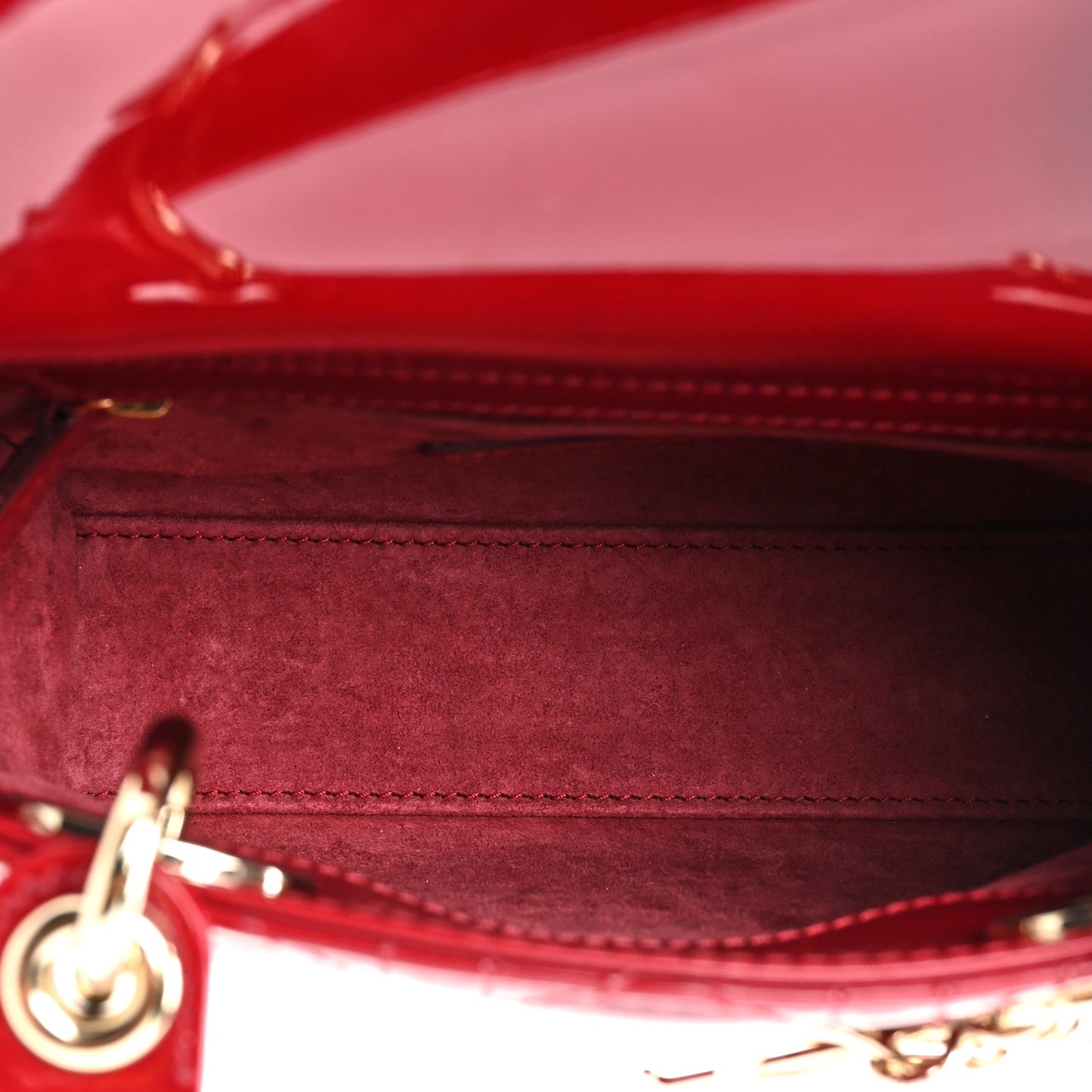 Patent Cannage Mini Lady Dior Red