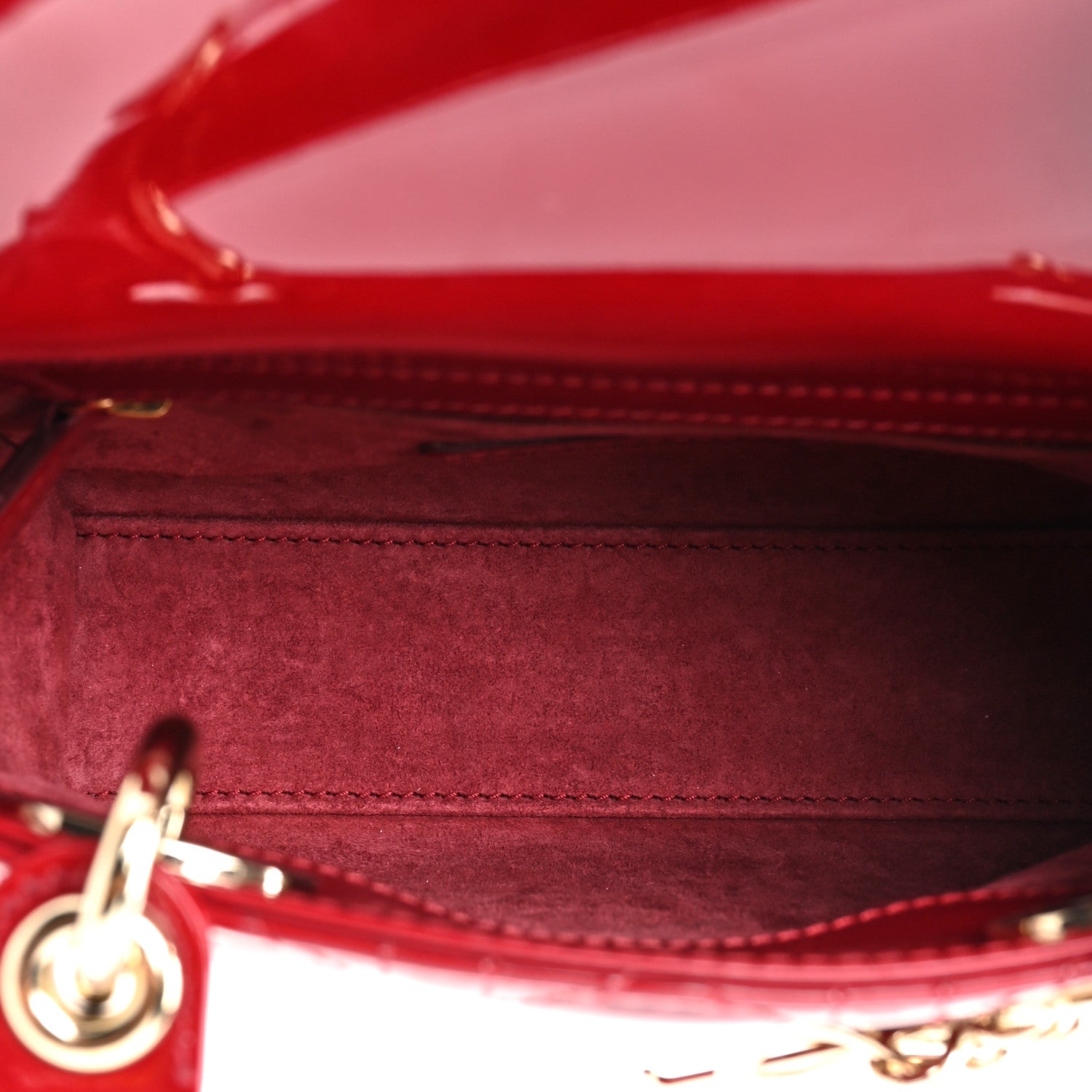 Christian Dior Patent Cannage Mini Lady Dior Red 5 of 9