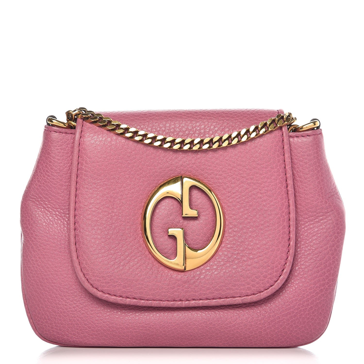 Gucci Pebbled Calfskin Small 1973 Chain Shoulder Bag Peonia Flower 1 of 10