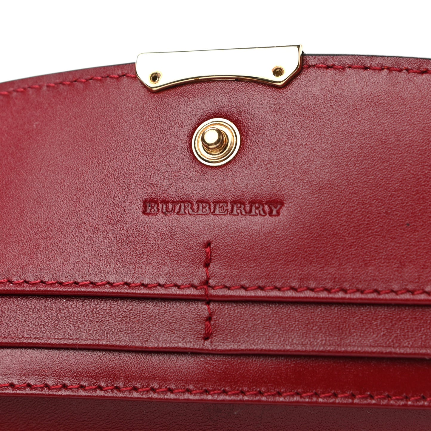 Signature Grain Calfskin Check Embossed Continental Wallet Military Red