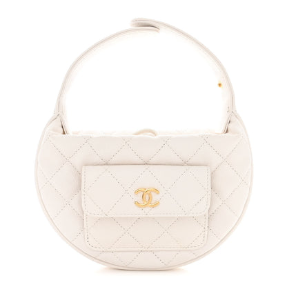 Chanel Caviar Quilted Polly Pocket Pouch Hobo White 1 of 11