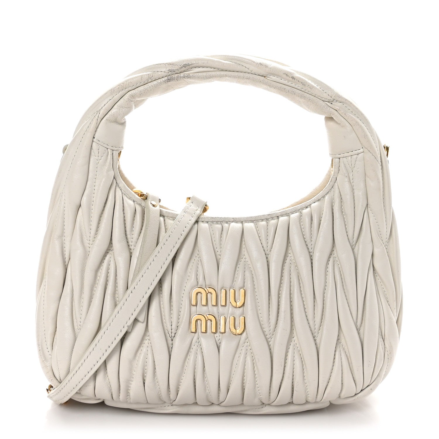 Miu Miu Nappa Matelasse Small Wander Hobo White 1 of 14
