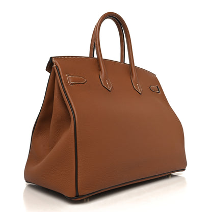 Hermes Togo Horseshoe Birkin 35 Gold Chocolate 2 of 14