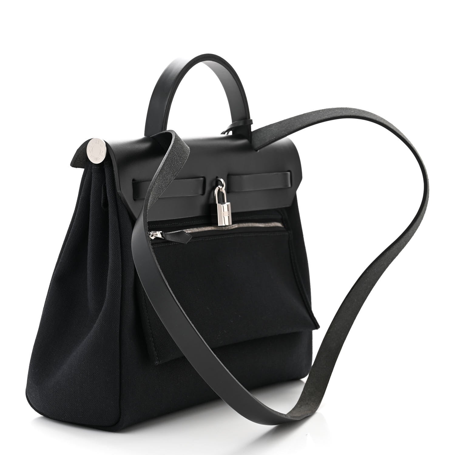 Hermes Military Toile Vache Hunter Herbag Zip PM 31 Black 4 of 12