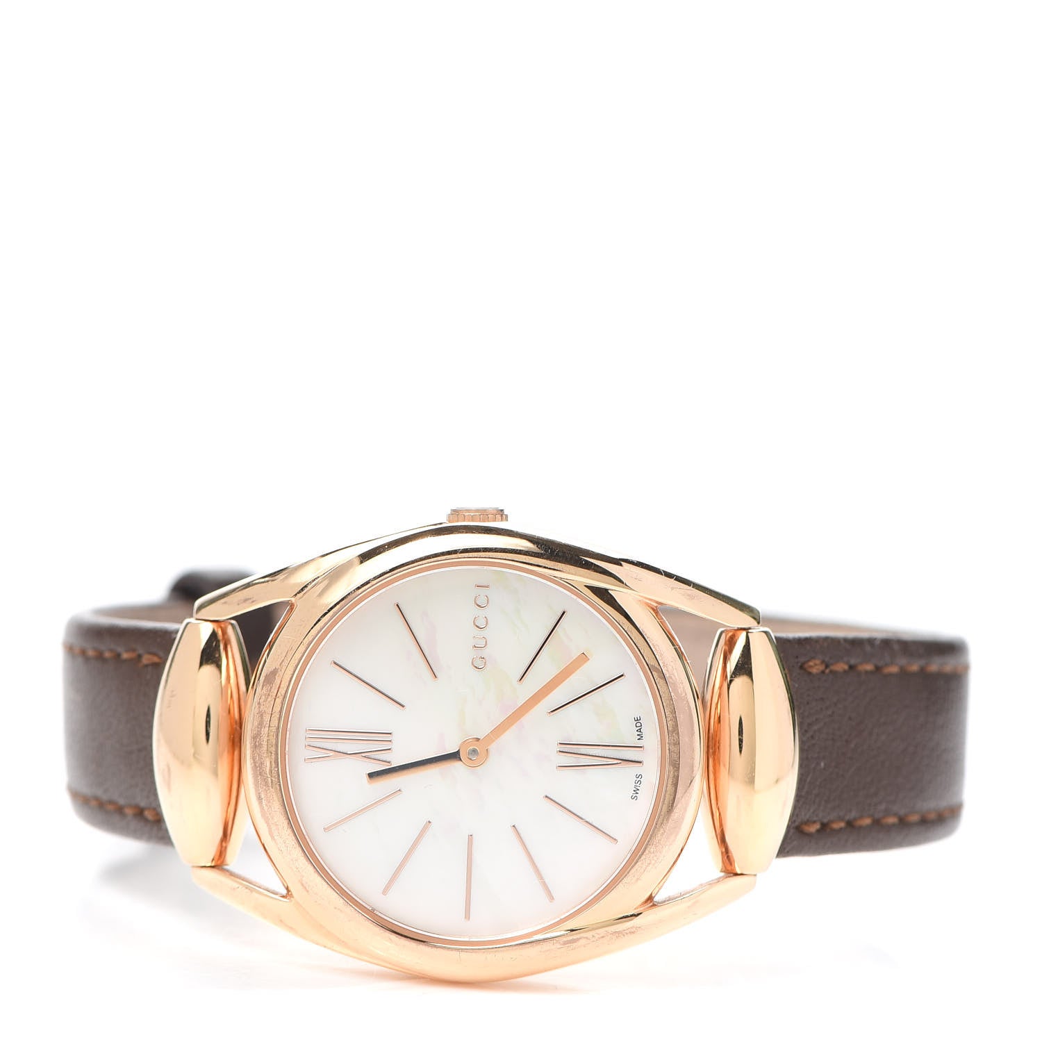 Gucci Stainless Steel Calfskin Mother of Pearl 27mm Horsebit Quartz Watch 2 of 5