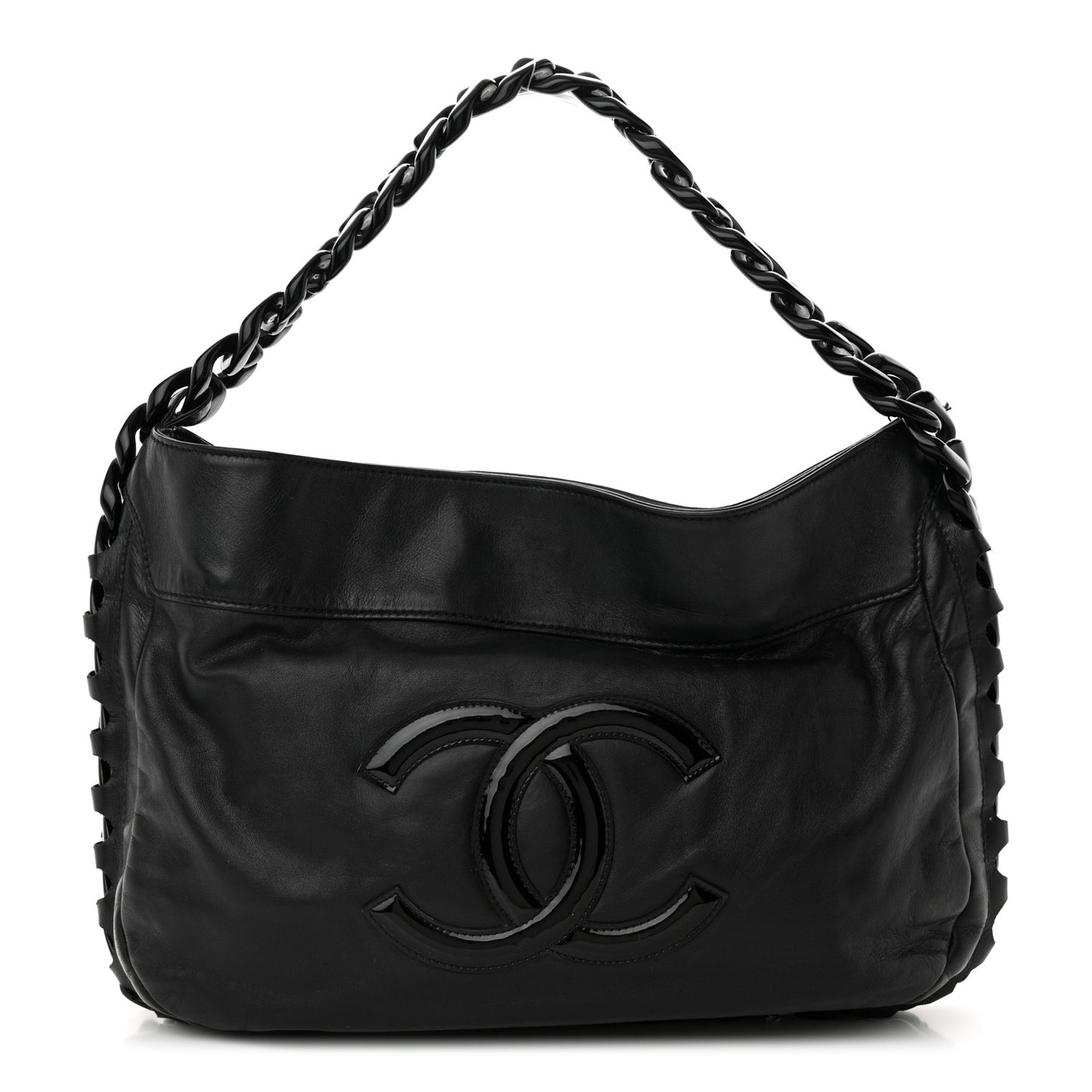 Calfskin Modern Chain Hobo Black