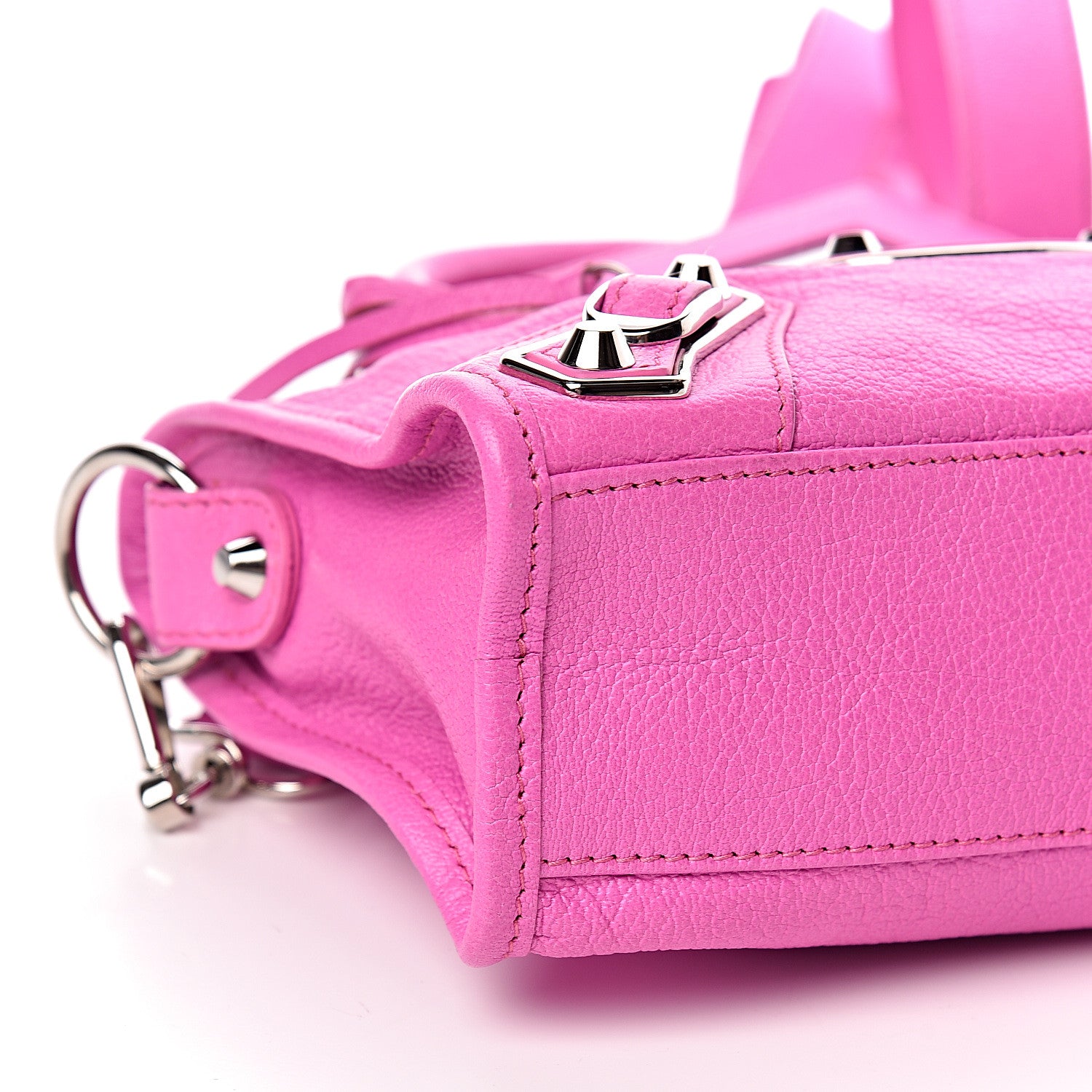 Balenciaga Chevre Silver Metallic Edge Hardware Mini City Rose Fluo 9 of 11