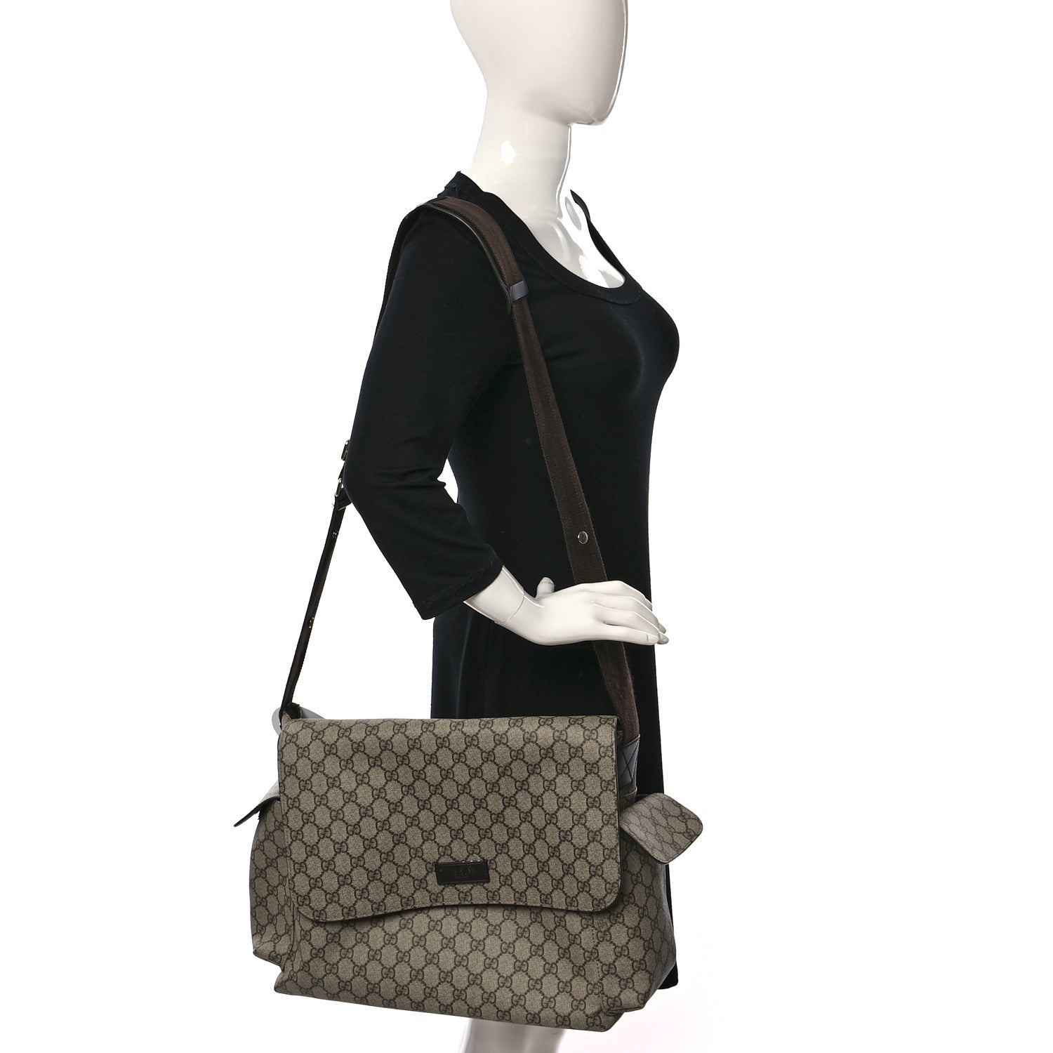 Gucci GG Plus Monogram Messenger Diaper Bag Dark Brown 2 of 13