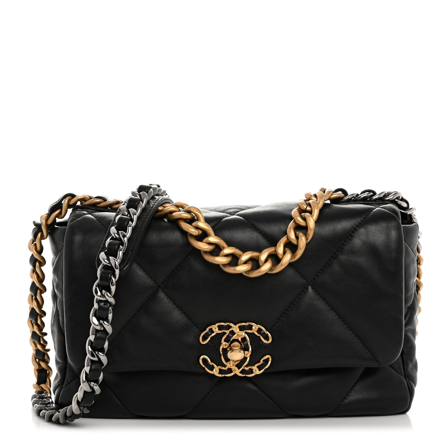 Lambskin Quilted Medium Chanel 19 Flap Black
