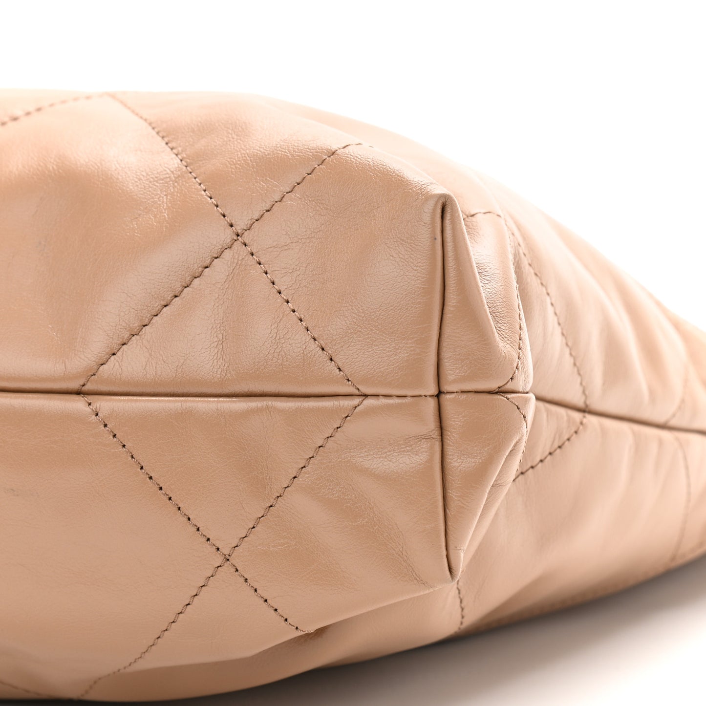 Shiny Calfskin Quilted Small Chanel 22 Beige