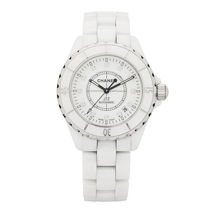 Chanel Stainless Steel Ceramic Diamond 38mm J12 Automatic Watch White 1 of 4